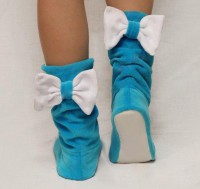 Подарок Тапочки Бантики голубые с белым бантом