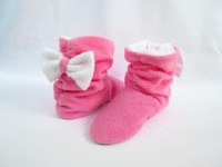 Подарок Тапочки Бантики розовые с белым бантом
