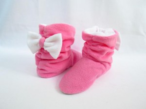 Подарок Тапочки Бантики розовые с белым бантом