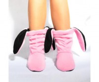 Подарок Тапочки Зайчики розовые с черными ушами