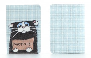 Подарок Кожаная обложка на паспорт Котенок