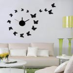 Подарок Объемные часы - наклейка Черные Бабочки