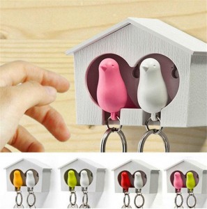 фото Ключница с брелками Птички в скворечнике #3