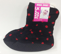 Подарок Домашние тапочки-угги Черные в горошек