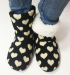Подарок Домашние тапочки-угги Черные в сердечках