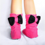 Подарок Тапочки Бантики розовые с черным бантом