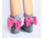 Подарок Тапочки Бантики серые с розовым бантом