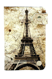 Подарок Кожаная кредитница на кнопке Париж