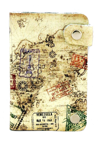 Подарок Кожаная кредитница на кнопке Путешественника