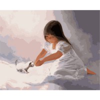 Набор для рисования 'Девочка играет с котенком'