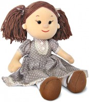 Кукла Карина в коричневом платье в горошек