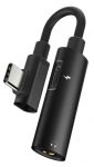 Подарок Адаптер-переходник Type-C для зарядки телефона и подключения наушников Mini Jack 3.5мм Masslinna LA002 Black