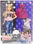 Набор Barbie 'Модница с одеждой, блондинка в полосатой майке с бантом' (DTD96-37)
